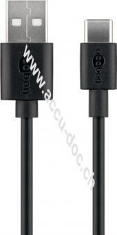 USB-C™ Lade- und Synchronisationskabel, 1 m, Schwarz - verbindet Geräte mit USB-C™- und USB-A Anschlüssen miteinander 