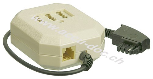 TAE-F-NFN-Verlängerungsbox, 0.2 m, Beige-Schwarz - Kupferkaschierter Aluminiumleiter (CCA), TAE-F-Stecker > 3x TAE N/F/N- Buchse + RJ11/RJ14-Buchse (6P4C) 