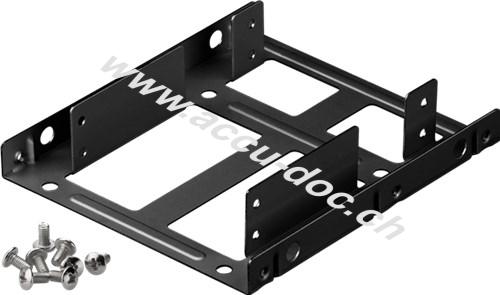 2,5'' Festplatten-Einbaurahmen auf 3,5'' - 2-fach, Schwarz - geeignet für den Einbau von bis zu zwei 2,5'' Festplatten in einen 3,5'' Gehäuseschacht 