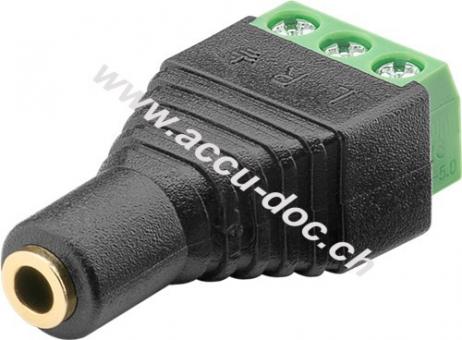 Terminal Block 3-pin > Klinke 3,5 mm Buchse (3-Pin, stereo) - mit Schraubbefestigung 