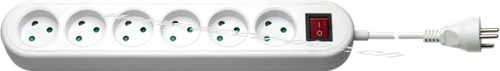 6-fach Steckdosenleiste mit Schalter Dänemark, Weiß, 3 m - zum Anschluss von bis zu sechs elektrischen Geräten 