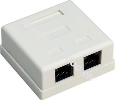 2-Port RJ45-Anschlussdose, CAT 6, UTP, Weiß - ungeschirmt 