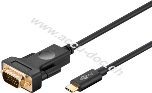 USB-C™- VGA Adapterkabel 1080p60Hz, 1,80 m, schwarz, 1.8 m - USB-C™-Stecker > VGA-Stecker (15-polig) 