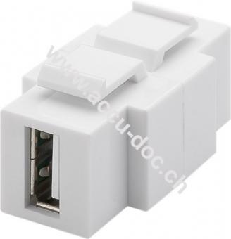 Keystone-Modul USB, beidseitig einbaubar, weiß - 16,9 mm Breite, USB 2.0-Buchse (Typ A) 