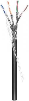 CAT 6 Outdoor Netzwerkkabel, S/FTP (PiMF), schwarz, 100 m - Kupferkaschierter Aluminiumleiter (CCA), AWG 23/1 (solid), Polyethylen-Kabelmantel (PE) 