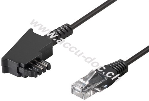 Accu-Doc, DSL-/VDSL-Routerkabel, 15 m, Schwarz - Kupferleiter (CU), TAE-F- Stecker > RJ45-Stecker (8P2C)